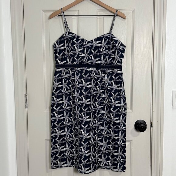 Vineyard Vines Dress Womens 12 Starfish Blue White Vacation Resort Lined Preppy - Picture 1 of 9
